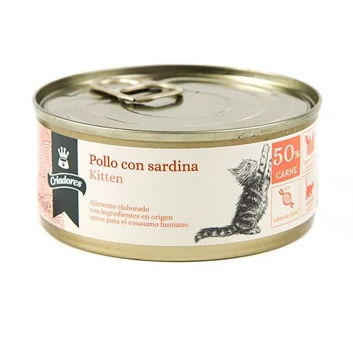 Criadores Kitten Frango e Sardinha em lata para gatos