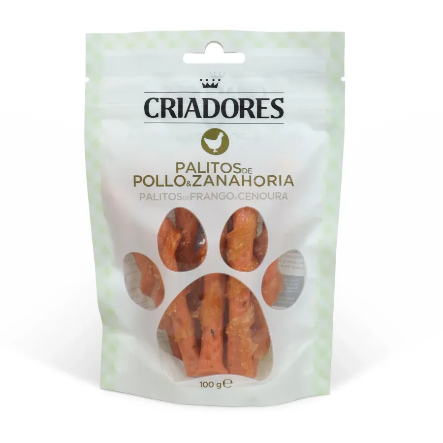 Criadores Sticks de Frango e Cenoura para cães