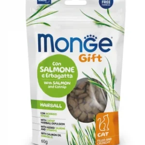 Crunchy Snacks Hairball Salmão e Catnip 60Gr – Monge