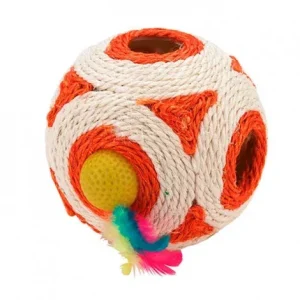 Cubo de sisal com bola de penas – Kerbl – Medidas: 12 cm