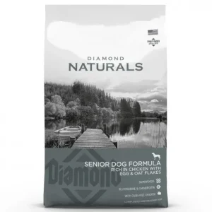 Diamond Naturals Senior Dog – Ração seca para cão sénior – Frango, ovo e aveia – Quantidade: 15 kg