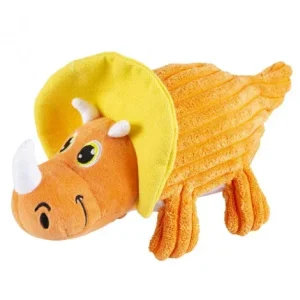 Dinossauro Triceratops laranja de peluche para cães – Duvo Plus