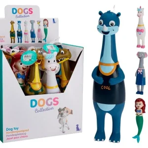 Dogs Collection Figuras de Látex com Apito para Cães, Personagens de Pescoço Comprido