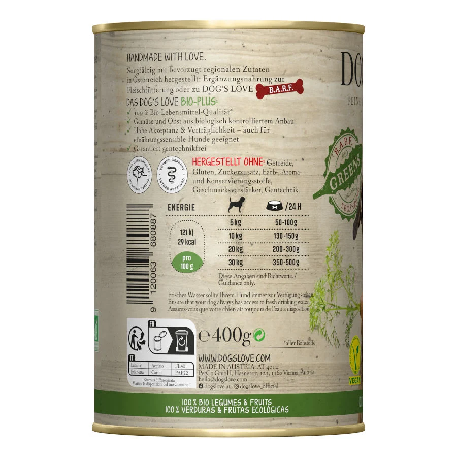 Dog's Love Adulto Bio Greens Vegan lata para cães - Image 2