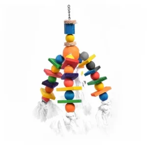 Duvo Plus Brinquedo de peças de madeira e cordas para aves