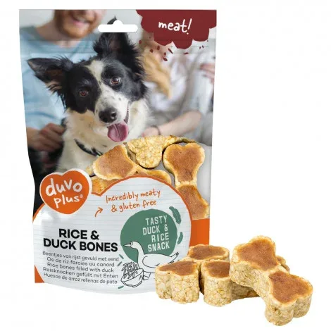 Duvo Plus Meat! Ossos de pato e arroz para cão – Quantidade: 140 g