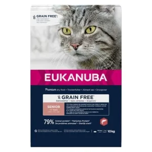Eukanuba Senior Grain Free rico em salmão ração para gatos