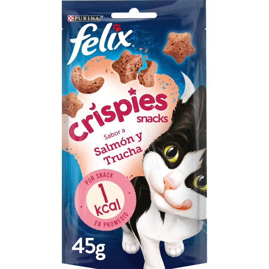 Felix Biscoitos Crispies Salmão e Truta para gatos