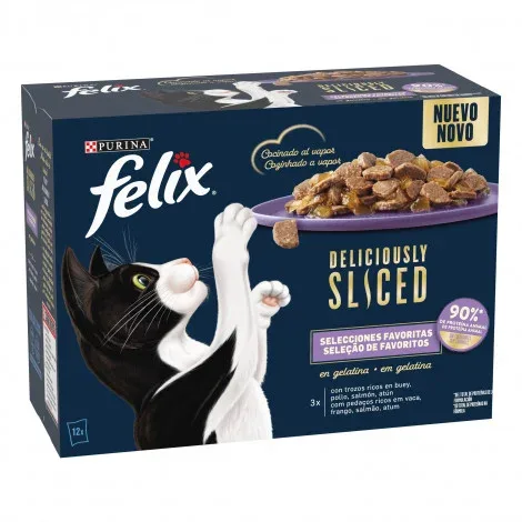 Felix Deliciously Sliced – Seleção de favoritos em gelatina – Quantidade: 12 x 80 g