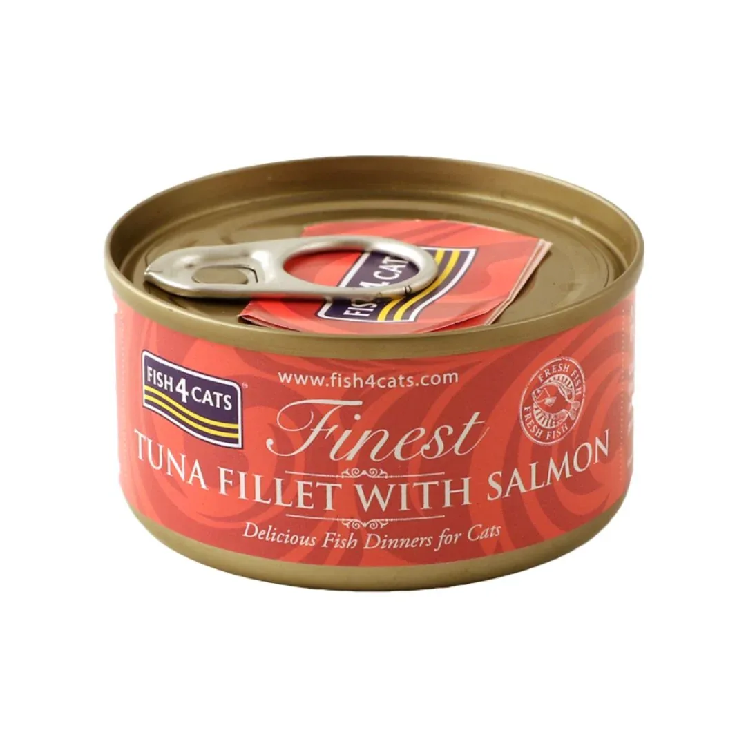 Fish4Cats Finest Filete de Atum com Salmão – Alimento húmido complementar para gatos 70 g