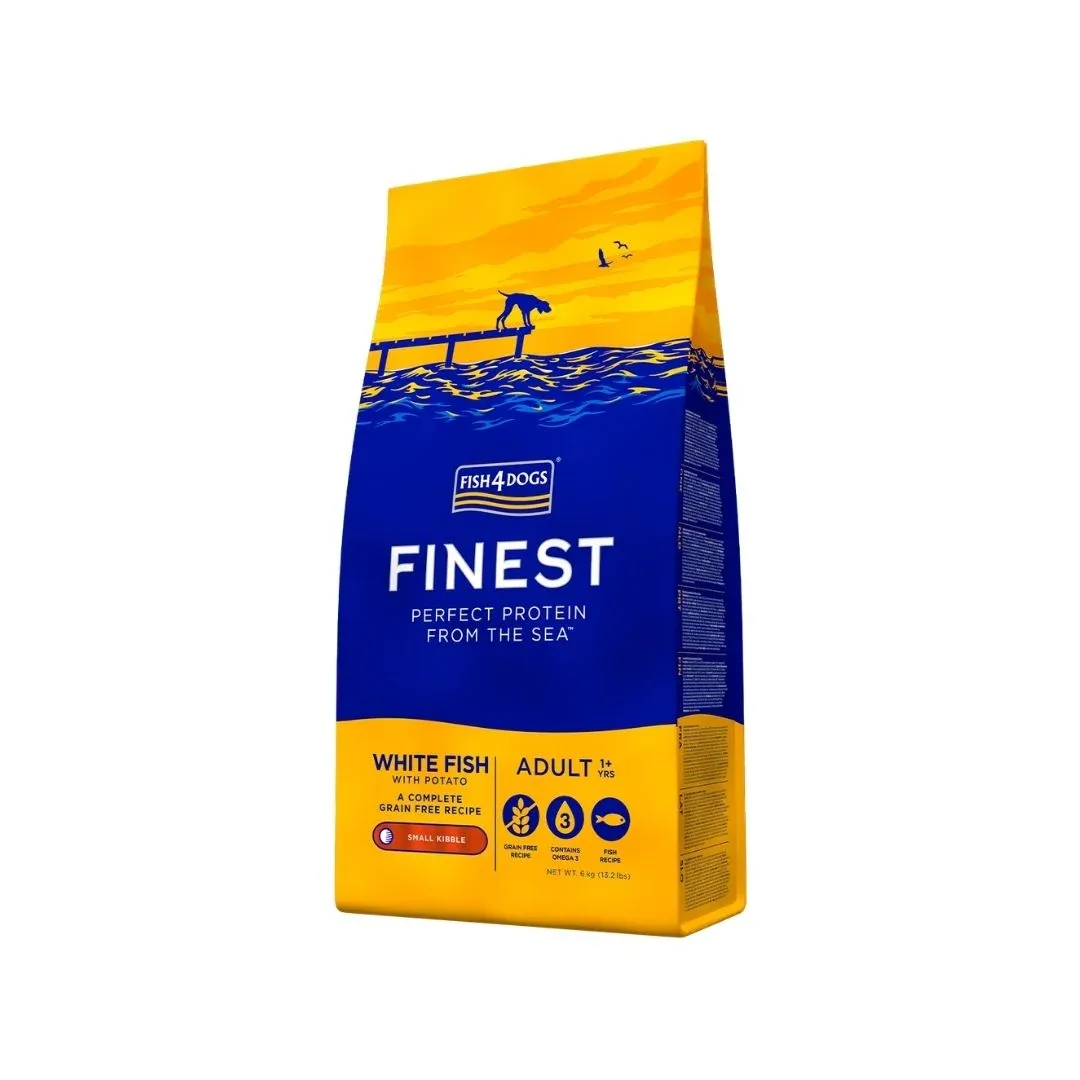 Fish4Dogs Finest Peixe Branco com Batata Small Breed – Alimento seco para cães adultos de raça pequena