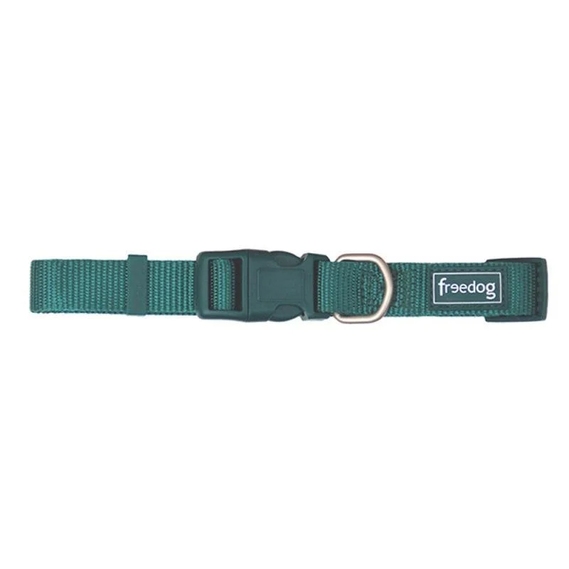 Freedog Coleira Basic Nylon Verde Ajustável para Cães, Lavável