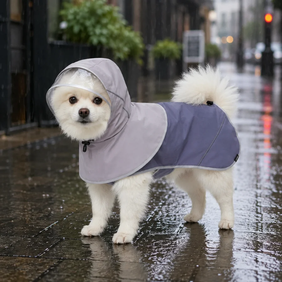 Gotoo Capa de Chuva Cinzenta com Capuz para cães