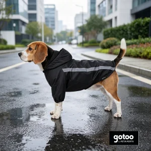 Gotoo Casaco Impermeável Refletor Preto para cães