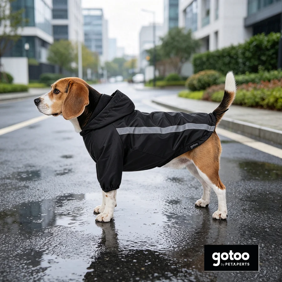 Gotoo Casaco Impermeável Refletor Preto para cães