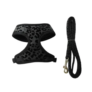 Gotoo Coleira e Peitoral Estampado Animal Preto para Gatos