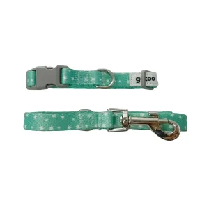 Gotoo Set de Coleira e Trela estampada verde para cachorros