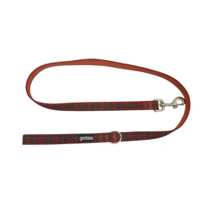 Gotoo Trela estampada tartã vermelho para cães