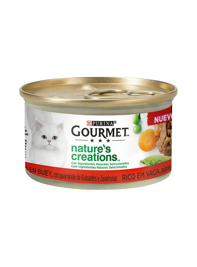 GOURMET Criações da Natureza Vaca, guarnecido com Ervilhas e Cenouras
