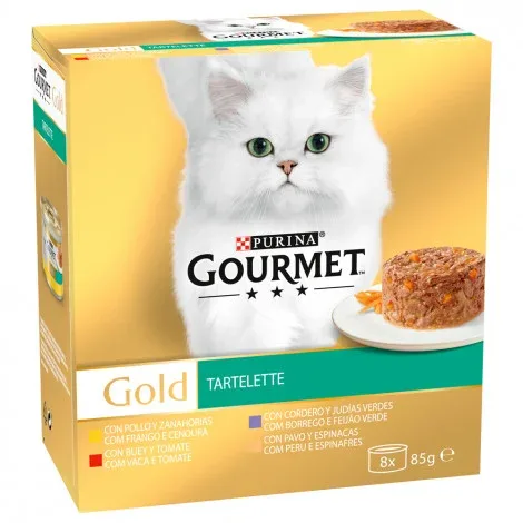 Gourmet Gold Tartelette para gato – Pack 8 – Frango, vaca, borrego e peru – Quantidade: Multipack 8