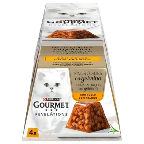 Gourmet Revelations Finos Pedaços em gelatina para gato – Frango – Quantidade: 4 x 57 g