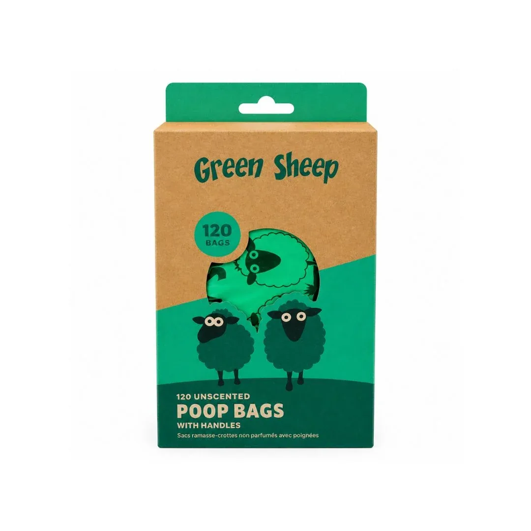 Green Sheep Poop Bags with Handles – Sacos para dejetos com pegas para cães 120 sacos