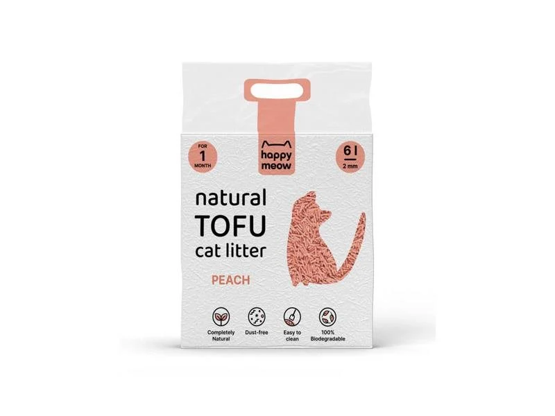 Happy Meow Areia Tofu Aglomerante Pêssego para Gatos