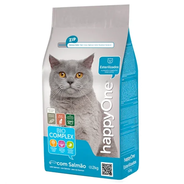 HappyOne Esterilizado – Ração seca para gato adulto – Salmão