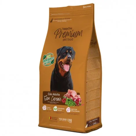 happyOne Premium Grain Free – Ração seca sem cereais para cão adulto – Frango – Quantidade: 12 kg