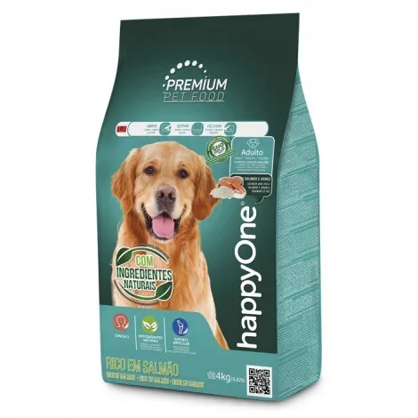 happyOne Premium – Ração seca para cão adulto – Salmão – Quantidade: 4 kg