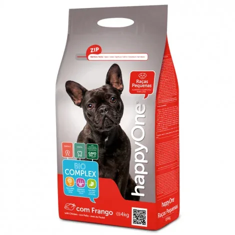 happyOne Raças Pequenas – Ração seca para cão adulto – Frango – Quantidade: 4 kg