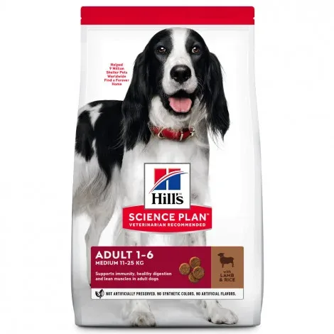 Hill’s Adult Medium – Ração seca para cão de porte médio – Cordeiro – Quantidade: 14 kg