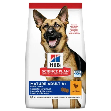 Hill’s Mature Adult 6+ Large – Ração seca para cão de porte grande com mais de 6 anos – Frango – Quantidade: 18 kg