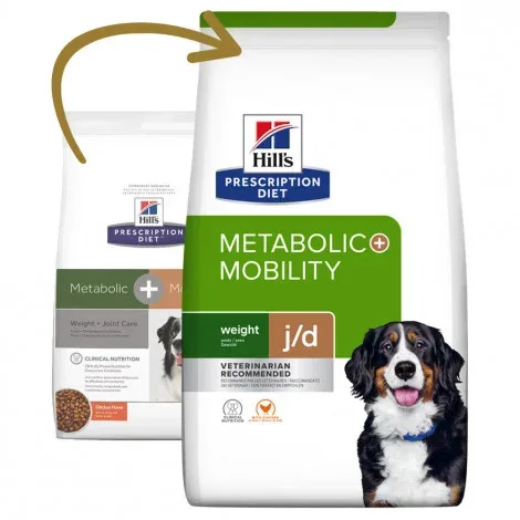Hill’s PD Metabolic + Mobility j/d – Ração seca para cão com excesso de peso e problemas de mobilidade – Quantidade: 12 kg