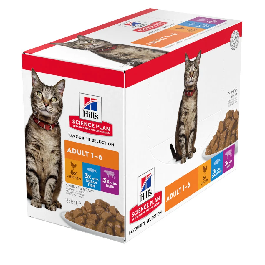 Hill's Science Plan Adult Frango, Peixe Azul e Carne em Molho para Gatos