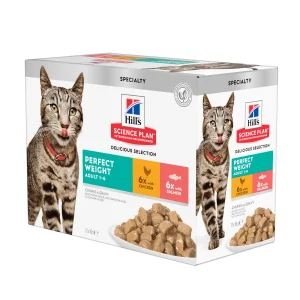 Hill's Science Plan Perfect Weight Salmão e Frango saqueta para gatos - Multipack
