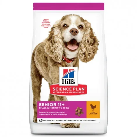 Hill’s Senior 11+ Small & Mini – Ração seca para cão de porte mini e pequeno com mais de 11 anos – Frango – Quantidade: 1,5 kg