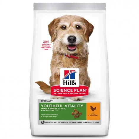 Hill’s Youthful Vitality Small & Mini Mature 7+ – Ração seca para cão de porte mini e pequeno com mais de 7 anos – Quantidade: 1,5 kg