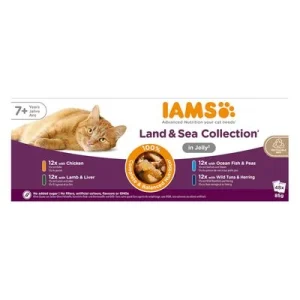 IAMS Advanced Nutrition Senior 7+ Land & Sea Collection em geleia