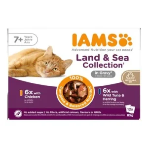 IAMS Advanced Nutrition Senior 7+ Land & Sea Collection em molho
