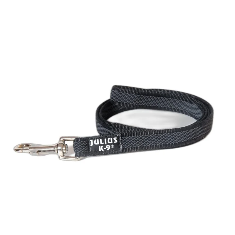 Julius-K9 Trela Super Grip Preta 20mm para Cães de Porte Grande, Antiderrapante