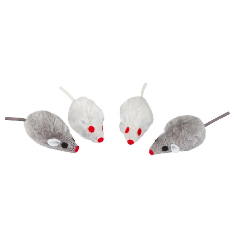 Kerbl 4 Furry Mouse Conjunto de Ratos de Peluche para Gatos