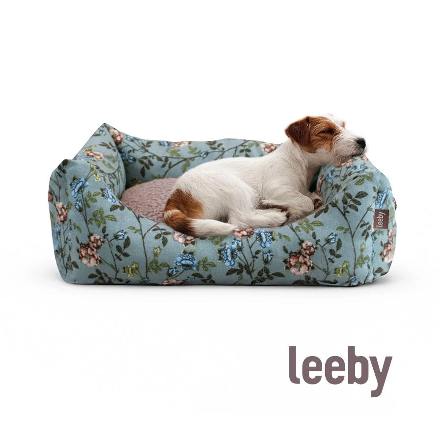 Leeby Alcofa com Capa Amovível Turquesa com Flores para cães - Image 2