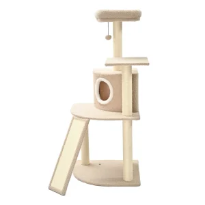 Leeby Boucle Collection árvore arranhadora com cama nido e arranhador vertical para gatos