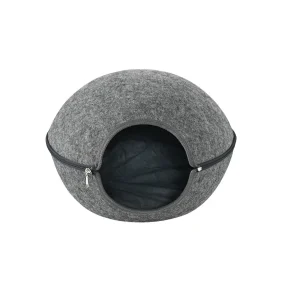 Leeby Cama Caverna Feltro Cinzento para gatos