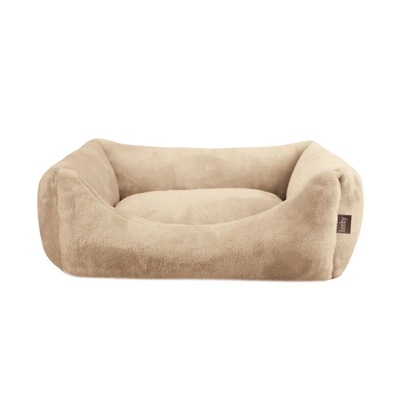 Leeby Cama com almofada amovível bege para cães