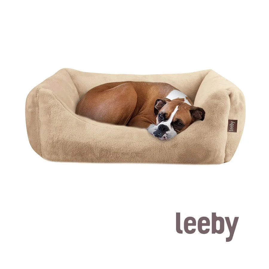 Leeby Cama com almofada amovível bege para cães - Image 2