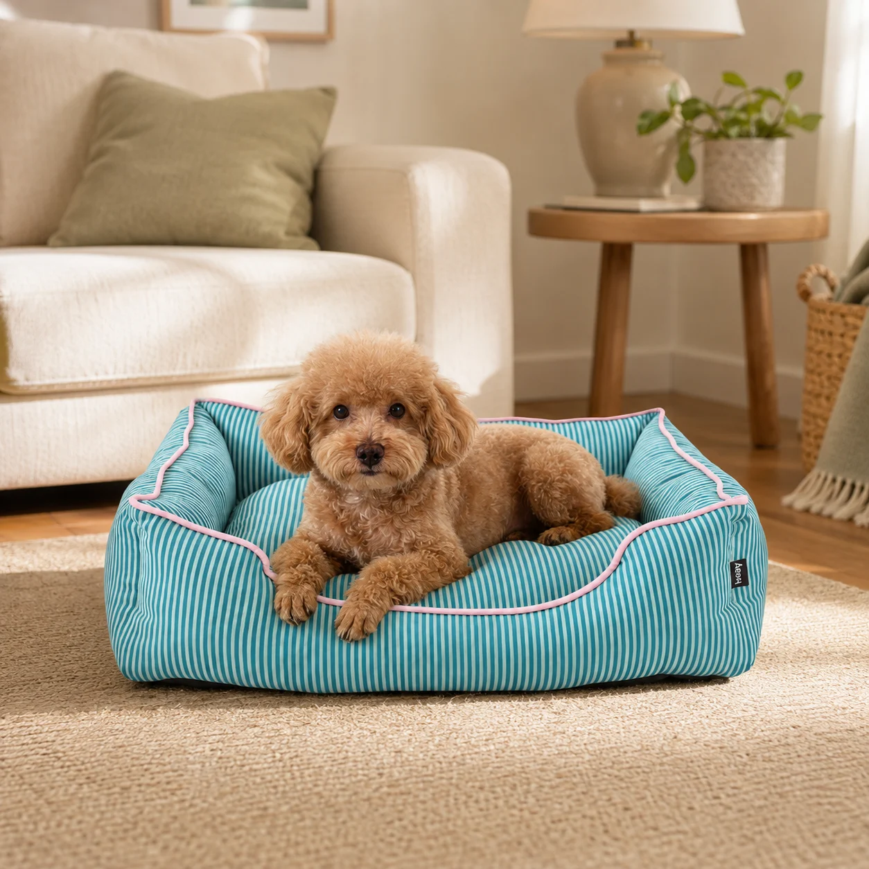 Leeby Cama riscas finas para cães