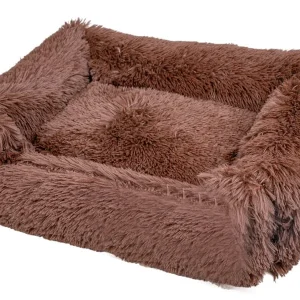 Leeby Cama Suave Anti Stress de Pelo Castanho para cães