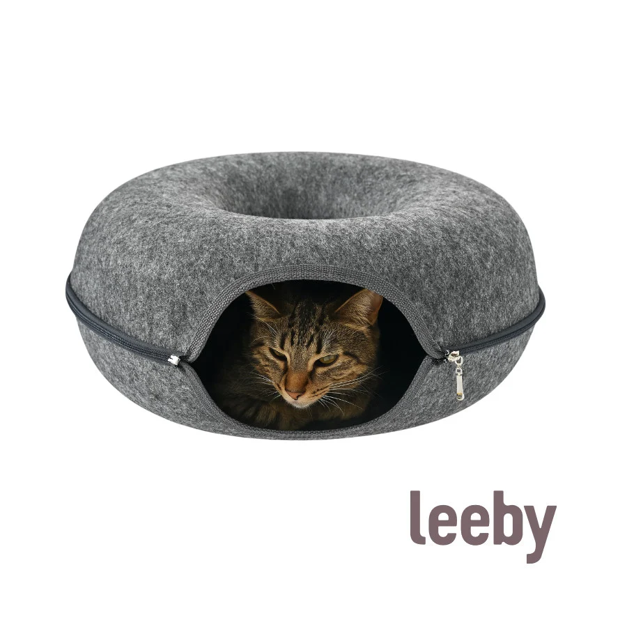 Leeby Cama Túnel Feltro Cinzento para gatos - Image 2